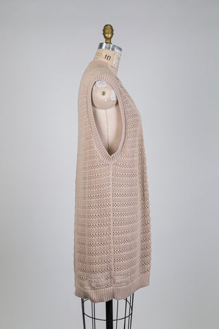 Sand-colored openwork knit jacket (6)