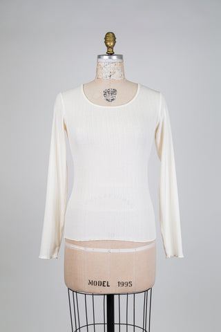 Chandail crème cascades de cœurs ajourés (S)