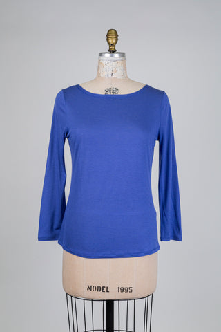 Indigo blue long-sleeved T-shirt (6)