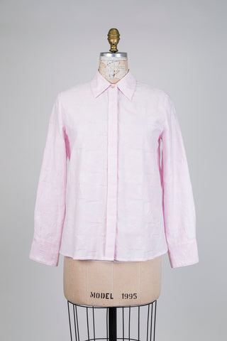 Chemisier rose pastel en jacquard végétal (6)