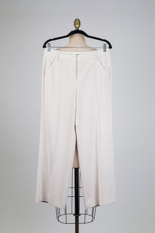 Pantalon tailleur crème en corduroy (8)
