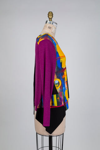 Fuchsia patchwork tunic with sleeves for night (S)