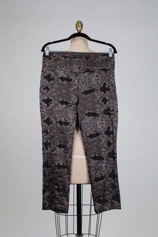 Camo-chic bronze and black cigarette trousers (S)