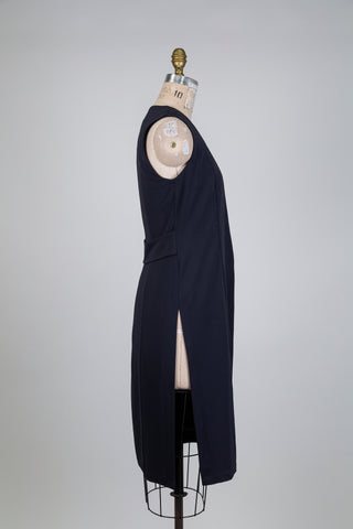 Veste longue marine sans manches (XS)