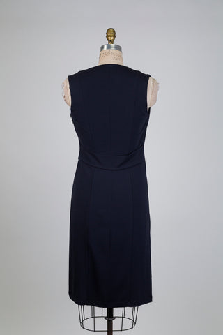 Veste longue marine sans manches (XS)