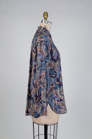 Chemisier marine plumes de cachemire (6)