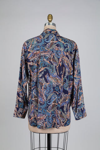 Chemisier marine plumes de cachemire (6)