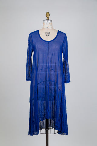 Robe diaphane bleu cobalt à effet froissé (S)