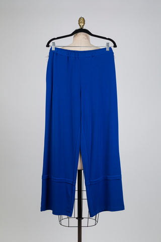 Pantalon fluide bleu cobalt à jambe large (S)