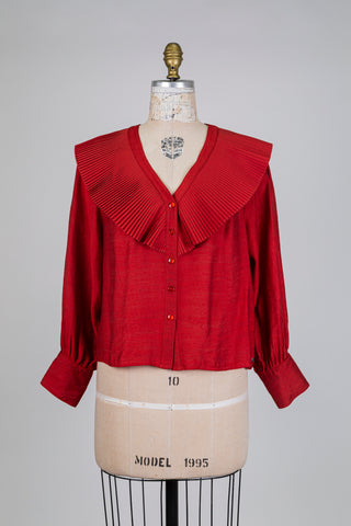 Blouse orange feu col crinière indomptable (S)