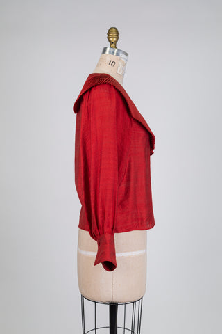 Blouse orange feu col crinière indomptable (S)