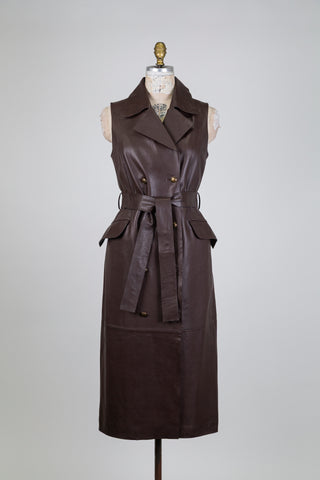 Robe blazer en cuir brun (6-8-10)