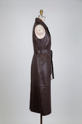 Robe blazer en cuir brun (6-8-10)