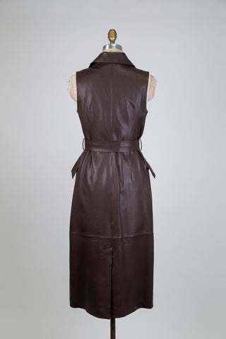 Robe blazer en cuir brun (6-8-10)