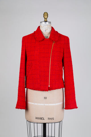 Veste en tweed orange feu zip or (6)