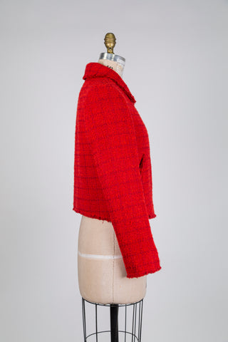 Veste en tweed orange feu zip or (6)