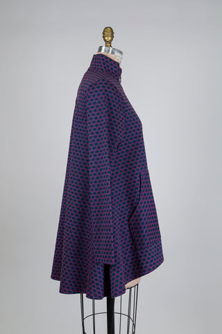 Mauve trapeze jacket with green dots (S)