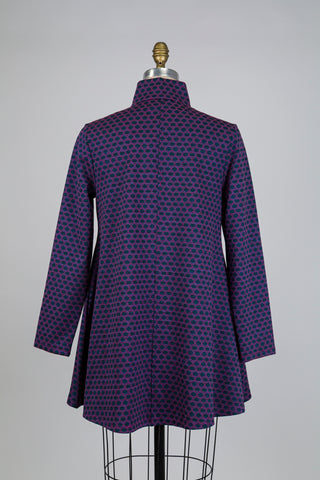 Mauve trapeze jacket with green dots (S)