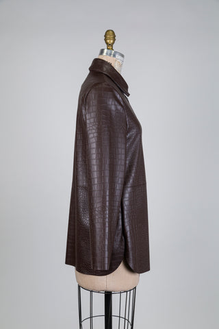 Chemisier faux cuir brun empreinte sauvage (S)