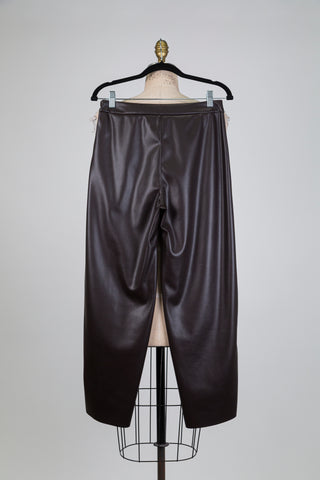 Brown faux leather trousers with central rib (S)