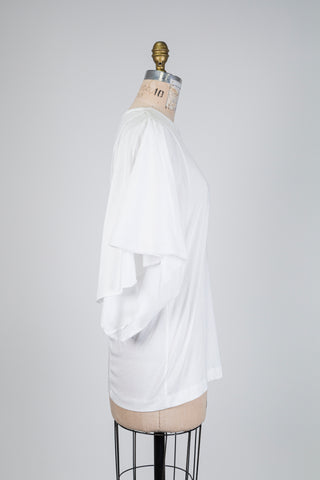 T-shirt blanc à manches papillon (S/M/L)