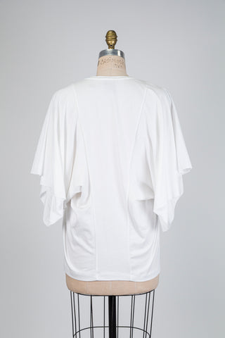 T-shirt blanc à manches papillon (S/M/L)