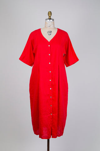 Robe en lin orange éclatant (M)