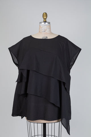 Blouse noire à jeu de volants (14+16)