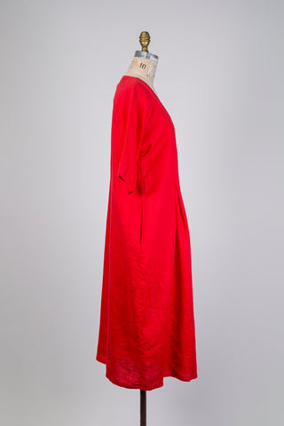 Robe en lin orange éclatant (M)