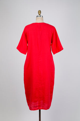 Robe en lin orange éclatant (M)