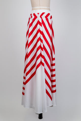 Red illusion stripe A-line skirt (14/16)