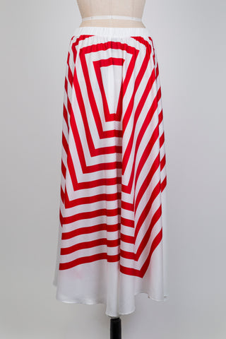 Red illusion stripe A-line skirt (14/16)