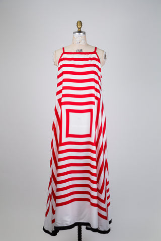 Red illusion stripe maxi dress (14/16)