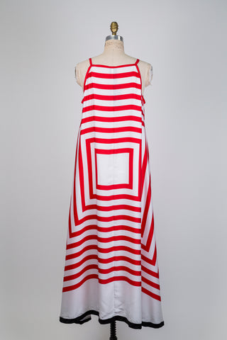 Red illusion stripe maxi dress (14/16)