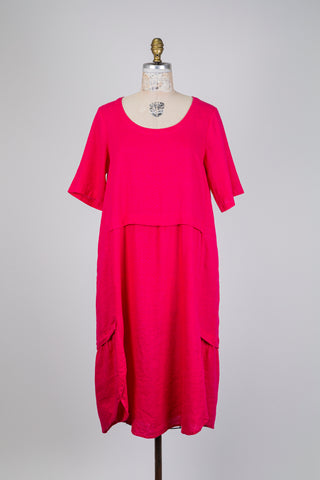 Robe midi rose en lin (M)