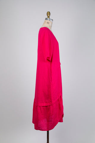 Robe midi rose en lin (M)