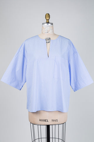 Blue and white pinstriped blouse (14/16)