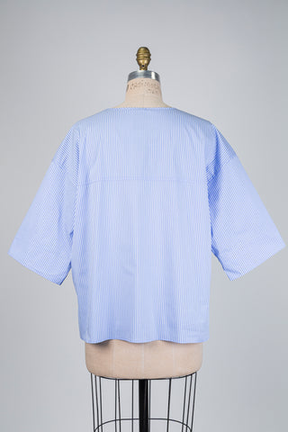Blue and white pinstriped blouse (14/16)