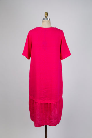 Robe midi rose en lin (M)
