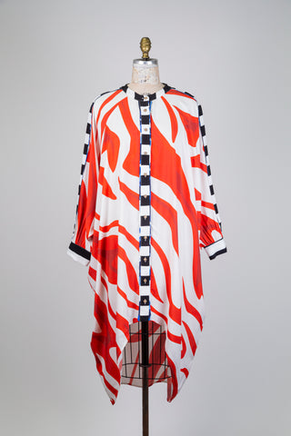 White double zebra print shirt dress (S/M-L/XL)