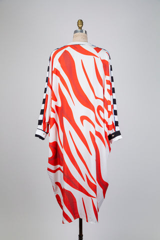 White double zebra print shirt dress (S/M-L/XL)