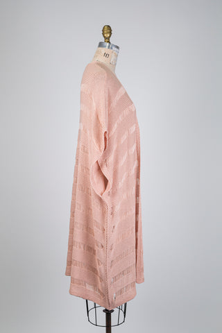 Cardigan rose à rayures ajourées (14/18)
