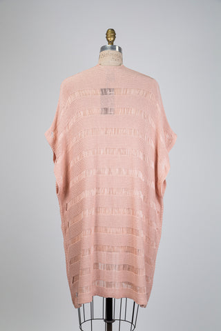 Cardigan rose à rayures ajourées (14/18)