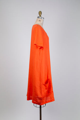 Robe en lin orange (M)
