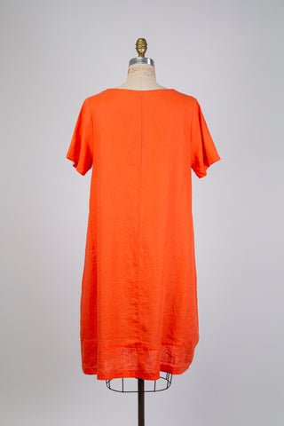 Robe en lin orange (M)