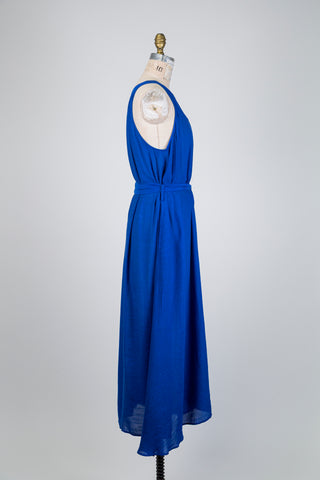 Robe chemisier bleu cobalt à nouer (14/18)