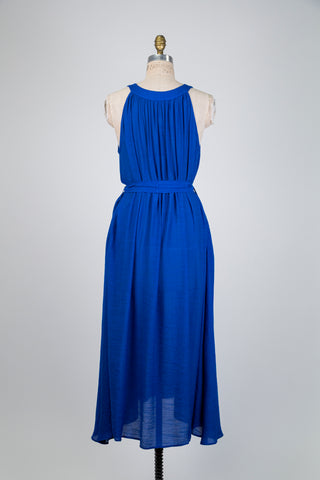 Robe chemisier bleu cobalt à nouer (14/18)