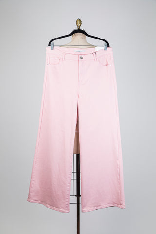 Pantalon à jambe large en denim rose (14)