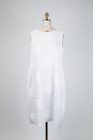 Robe blanche à motif floral en relief(S/M à L/XL)