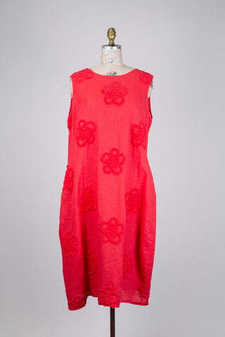 Robe cerise à relief floral (S/M à L/XL)